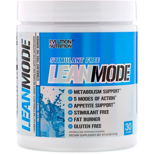 EVLution Nutrition, LeanMode, Stimulant Free Fat Burner, Blue Raz, 6.0 oz (171 g) فوائد