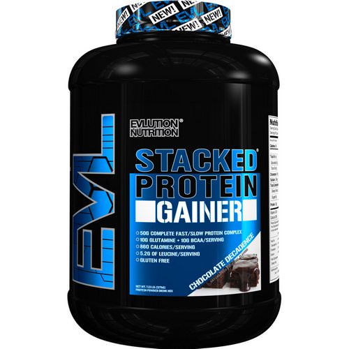 EVLution Nutrition, Stacked Protein Gainer, Chocolate Decadence, 7.23 lb (3276 g) فوائد