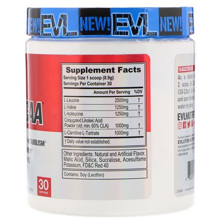 EVLution Nutrition, Stimulant Free LeanBCAA, Fruit Punch, 9.4 oz (267 g):BCAA,الأحماض الأمينية