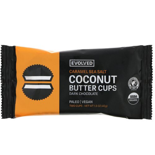 Evolved Chocolate, Dark Chocolate, Coconut Butter Cups, Caramel Sea Salt, Two Cups, 1.5 oz (42 g) فوائد