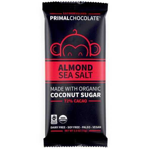 Evolved Chocolate, PrimalChocolate, Almond & Sea Salt 72% Cacao, 2.5 oz (71 g) فوائد