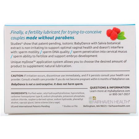 Fairhaven Health, Isolove, BabyDance Fertility Lubricant, 6 Single-Use Tubes & Applicators, 0.1 oz (3 g) Each:صحة المرأة, المكملات الغذائية