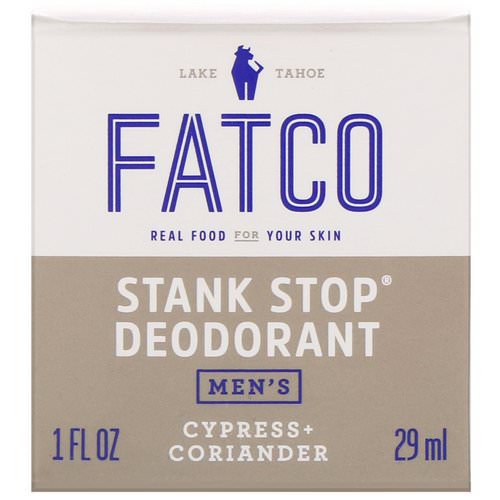 Fatco, Stank Stop Natural Deodorant, Men's, Cypress + Coriander, 1 fl oz (29 ml) فوائد
