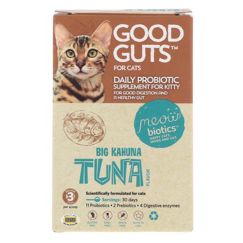Fidobiotics, Good Guts, For Cats, Big Kahuna Tuna, 3 Billion CFU, 0.5 oz (15 g) فوائد