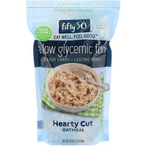 Fifty 50, Low Glycemic Hearty Cut Oatmeal, 100% Whole Grain, 16 oz (454 g) فوائد