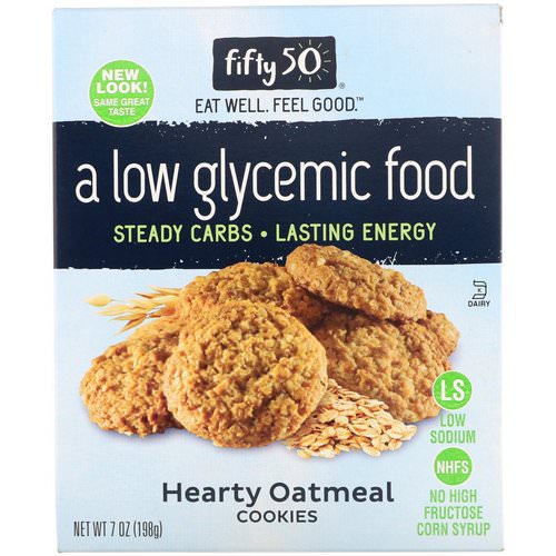 Fifty 50, Low Glycemic Hearty Oatmeal Cookies, 7 oz (198 g) فوائد