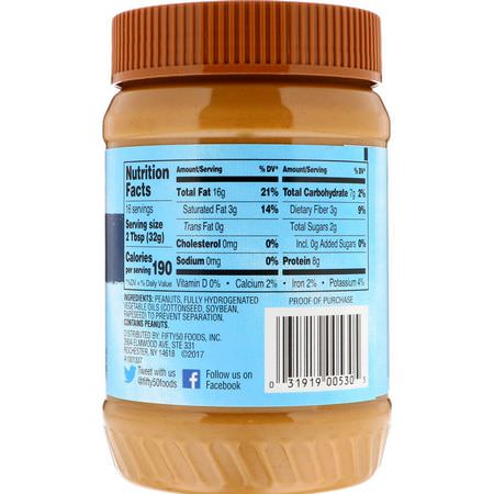 Fifty 50, Low Glycemic Peanut Butter, Creamy, 18 oz (510 g):زبدة الف,ل الس,داني, يحفظ