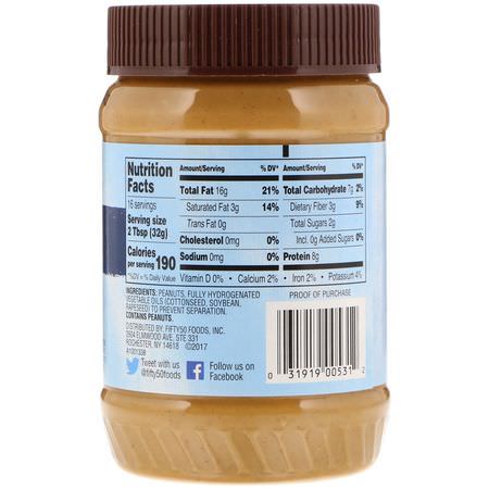 Fifty 50, Low Glycemic Peanut Butter, Crunchy, 18 oz (510 g):زبدة الف,ل الس,داني, يحفظ
