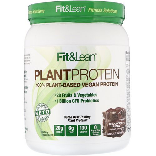 Fit & Lean, Plant Protein, Chocolate Fudge, 1.25 lb (565.5 g) فوائد
