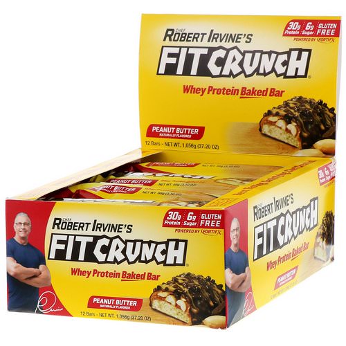 FITCRUNCH, Whey Protein Baked Bar, Peanut Butter, 12 Bars, 3.10 oz (88 g) Each فوائد