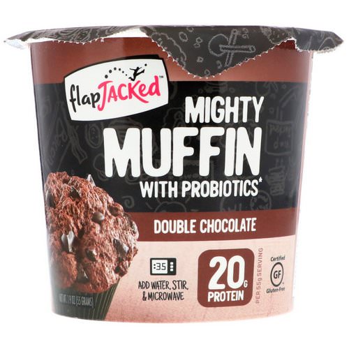 FlapJacked, Mighty Muffin with Probiotics, Double Chocolate, 1.94 oz (55 g) فوائد