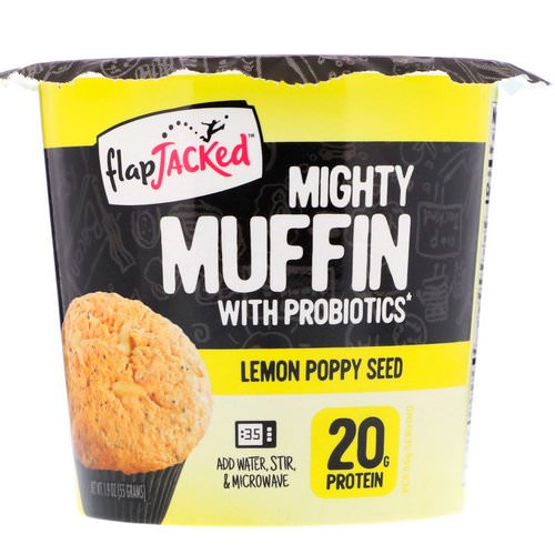 FlapJacked, Mighty Muffin with Probiotics, Lemon Poppy Seed, 1.9 oz (55 g) فوائد