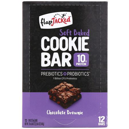 FlapJacked, Soft Baked Cookie Bar, Chocolate Brownie, 12 Bars, 1.90 oz (54 g) Each:ملفات تعريف الارتباط ,ال,جبات الخفيفة