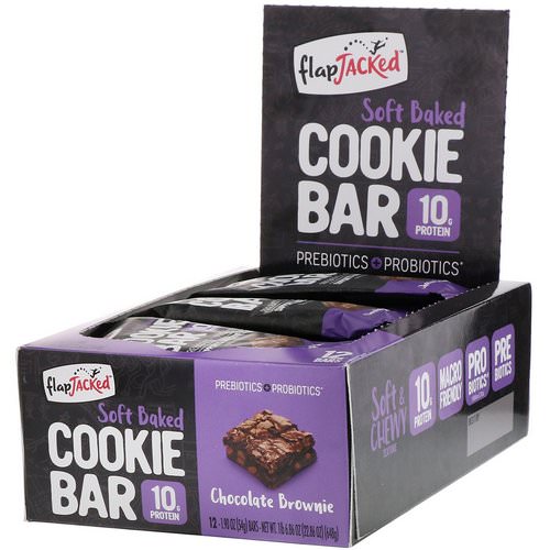 FlapJacked, Soft Baked Cookie Bar, Chocolate Brownie, 12 Bars, 1.90 oz (54 g) Each فوائد