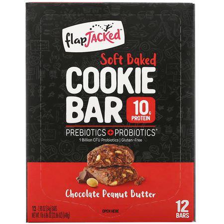 FlapJacked, Soft Baked Cookie Bar, Chocolate Peanut Butter, 12 Bars, 1.90 oz (54 g) Each:ملفات تعريف الارتباط ,ال,جبات الخفيفة