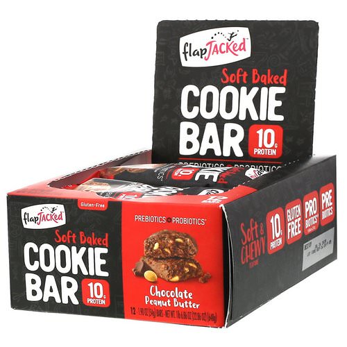 FlapJacked, Soft Baked Cookie Bar, Chocolate Peanut Butter, 12 Bars, 1.90 oz (54 g) Each فوائد