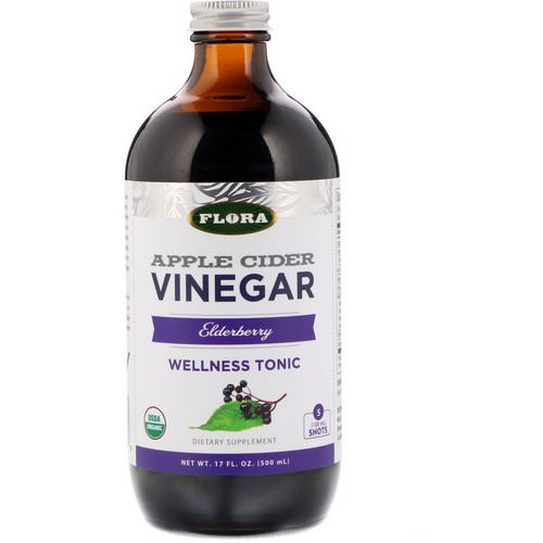 Flora, Apple Cider Vinegar, Wellness Tonic, Elderberry, 17 fl oz (500 ml) فوائد