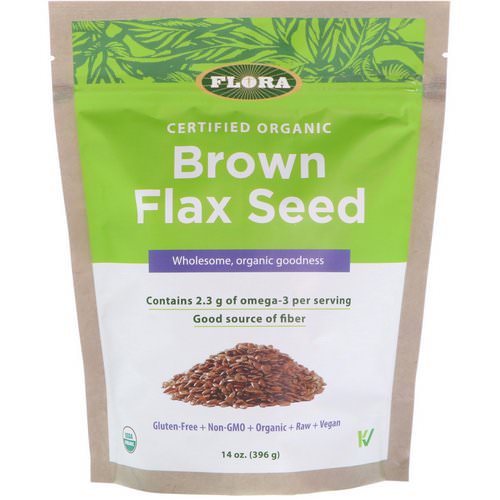 Flora, Certified Organic, Brown Flax Seed, 14 oz (396 g) فوائد