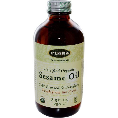 Flora, Certified Organic Sesame Oil, 8.5 fl oz (250 ml) فوائد