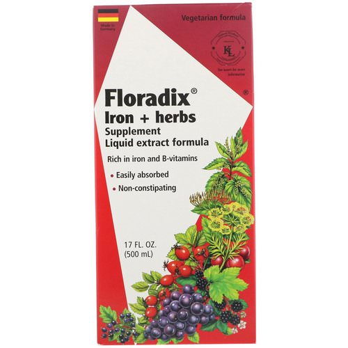 Flora, Floradix, Iron + Herbs Supplement, Liquid Extract Formula, 17 fl oz (500 ml) فوائد