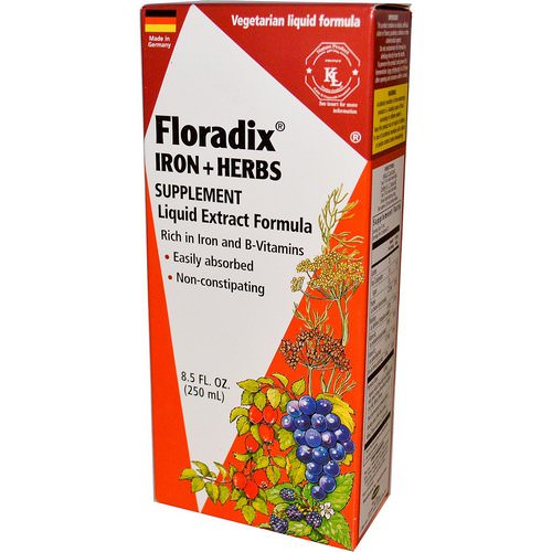 Flora, Floradix, Iron + Herbs Supplement, Liquid Extract Formula, 8.5 fl oz (250 ml) فوائد