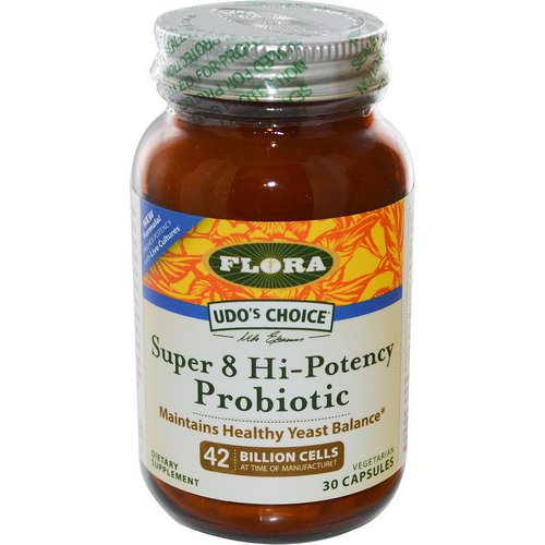 Flora, Udo's Choice, Super 8 Hi-Potency Probiotic, 30 Capsules فوائد