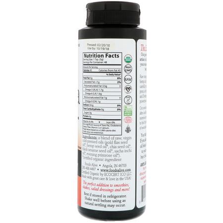 Foods Alive, Artisan Cold-Pressed, Omega Power, 8 fl oz (236 ml):تركيبات Omega 3-6-9, EFA