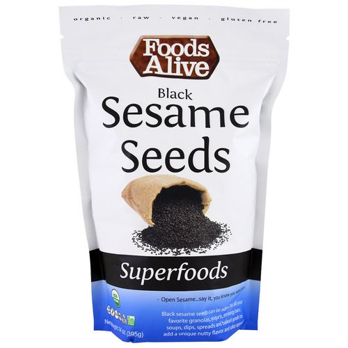 Foods Alive, Superfoods, Black Sesame Seeds, 14 oz (395 g) فوائد