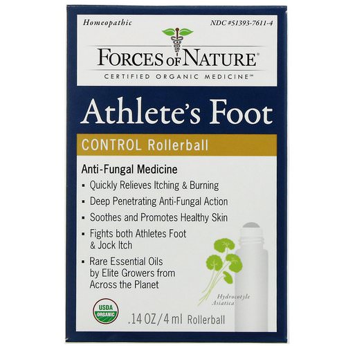 Forces of Nature, Athlete's Foot Control, Rollerball, .14 oz (4 ml) فوائد