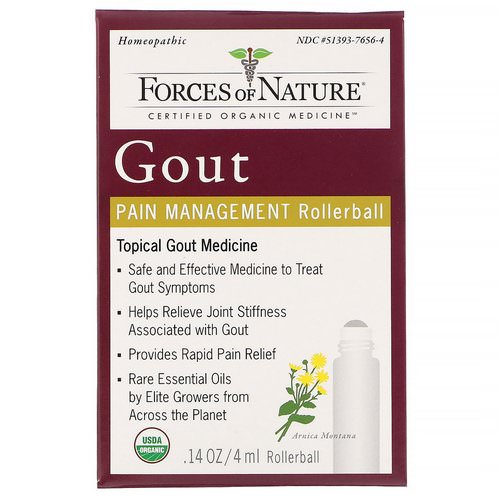Forces of Nature, Gout Pain Management, Rollerball, 0.14 oz (4 ml) فوائد