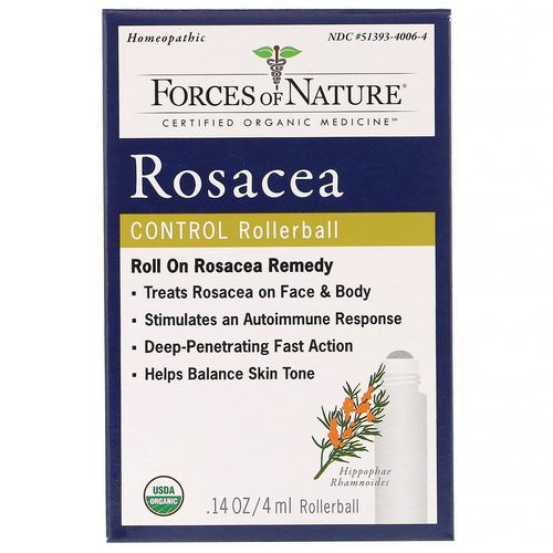 Forces of Nature, Rosacea Control, Rollerball, 0.14 oz (4 ml) فوائد