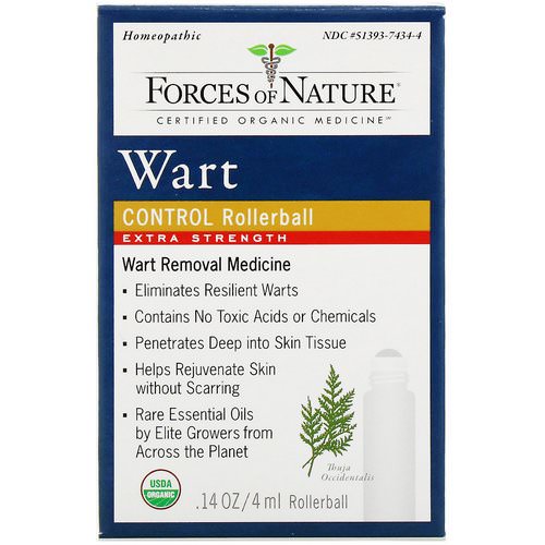 Forces of Nature, Wart Control, Extra Strength, Rollerball, 0.14 oz (4 ml) فوائد