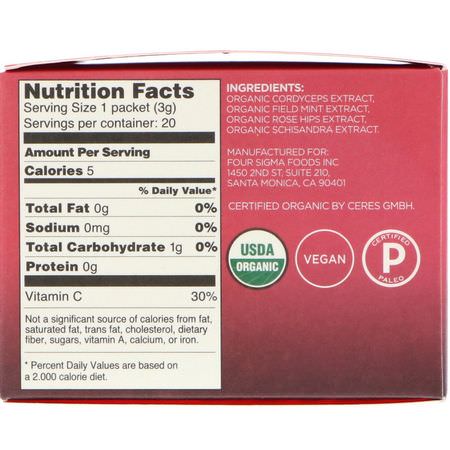 Four Sigmatic, Cordyceps, Mushroom Elixir Mix, 20 Packets, 0.1 oz (3 g) Each:شاي طبي