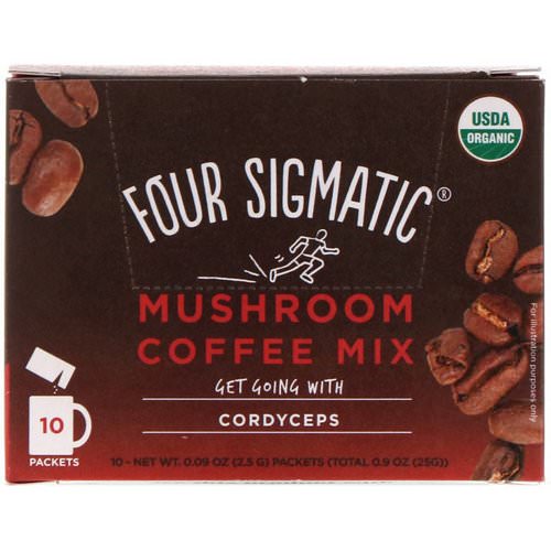 Four Sigmatic, Mushroom Coffee Mix, Rich + Smooth, 10 Packets, 0.09 oz (2.5 g) Each فوائد