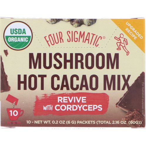 Four Sigmatic, Mushroom Hot Cacao Mix, Dark + Ginger, 10 Packets, 0.2 oz (6 g) Each فوائد