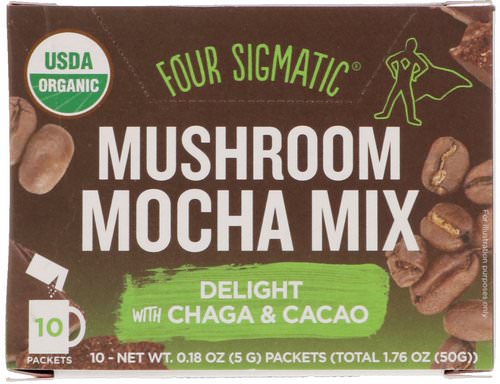 Four Sigmatic, Mushroom Mocha Mix, Sweet + Coffee, 10 Packets, 0.18 oz (5 g) Each فوائد