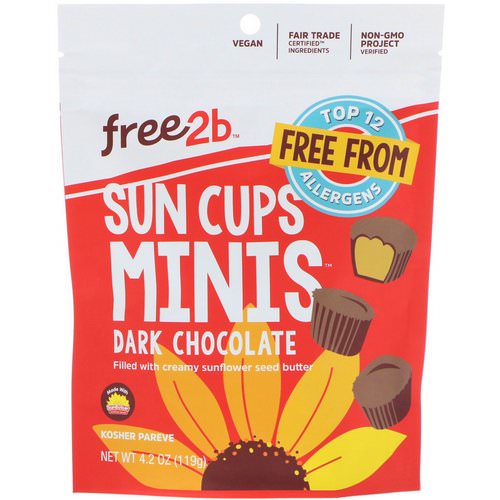 Free2B, Sun Cups Minis, Dark Chocolate, 4.2 oz (119 g) فوائد
