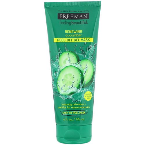 Freeman Beauty, Feeling Beautiful, Renewing Peel-Off Gel Mask, Cucumber, 6 fl oz (175 ml) فوائد
