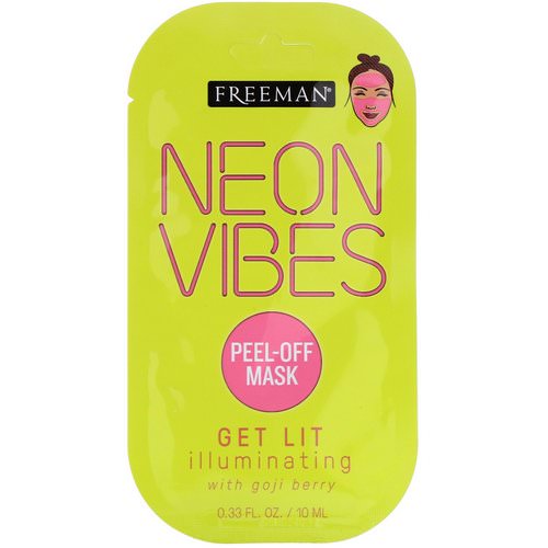 Freeman Beauty, Neon Vibes, Get Lit, Illuminating Peel-Off Mask, 0.33 fl oz (10 ml) فوائد