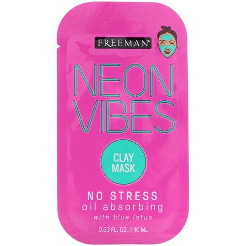 Freeman Beauty, Neon Vibes, No Stress, Oil Absorbing Clay Mask, 0.33 fl oz (10 ml) فوائد