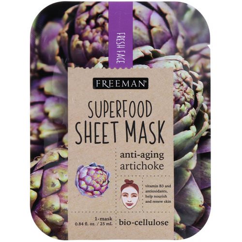 Freeman Beauty, Superfood Sheet Mask, Anti-Aging Artichoke, 1 Mask, 0.84 fl oz (25 ml) فوائد