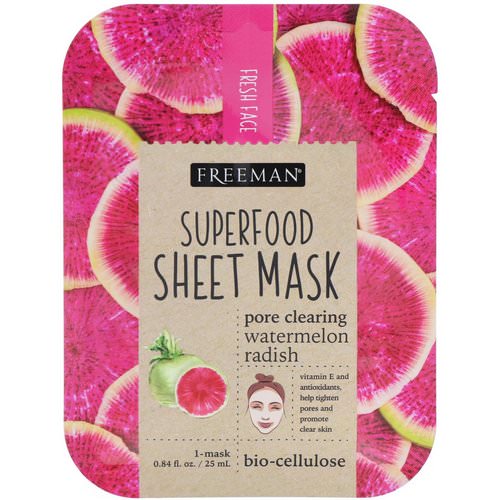 Freeman Beauty, Superfood Sheet Mask, Pore Clearing Watermelon Radish, 1 Mask فوائد