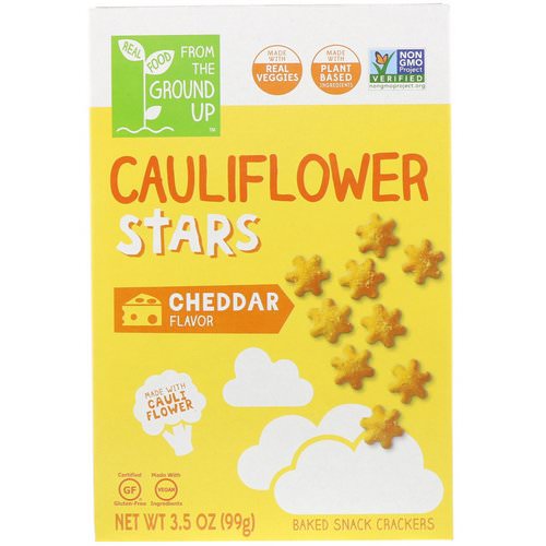 From The Ground Up, Cauliflower Stars, Baked Snack Crackers, Cheddar, 3.5 oz (99 g) فوائد
