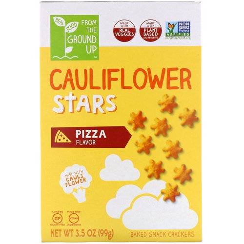 From The Ground Up, Cauliflower Stars, Baked Snack Crackers, Pizza, 3.5 oz (99 g) فوائد