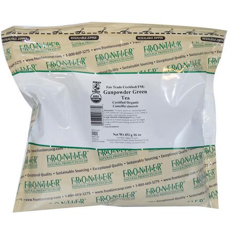 Frontier Natural Products, Fair Trade Organic Gunpowder Green Tea, 16 oz (453 g):الشاي الأخضر
