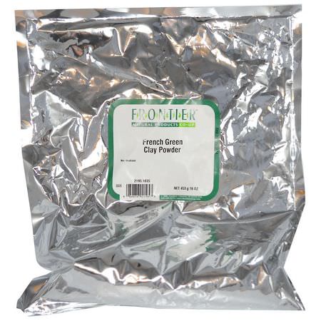 Frontier Natural Products, French Green Clay Powder, 16 oz (453 g):أقنعة الطين, القش,ر