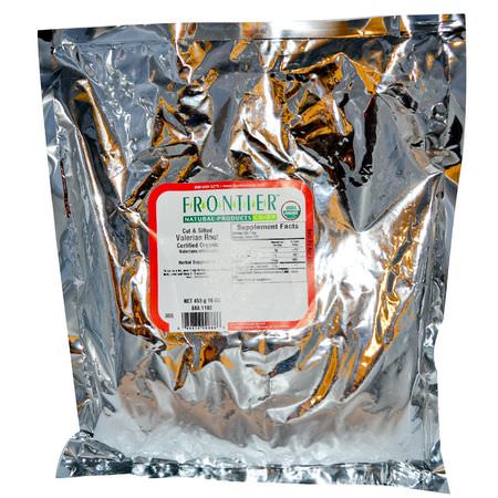 Frontier Natural Products, Organic Cut & Sifted Valerian Root, 16 oz (453 g):حشيشة الهر, المعالجة المثلية