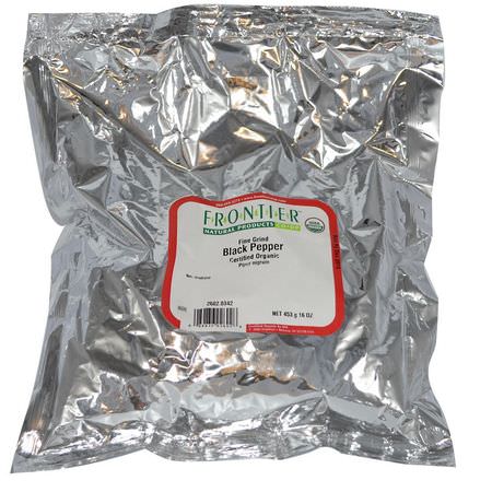 Frontier Natural Products, Organic Fine Grind Black Pepper, 16 oz (453 g):فلفل, بهارات