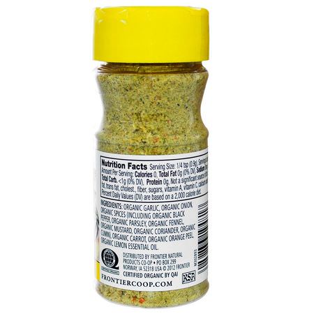 Frontier Natural Products, Organic Garlic & Herb Seasoning Blend, 2.7 oz (76 g):الث,م ,الت,ابل,الت,ابل