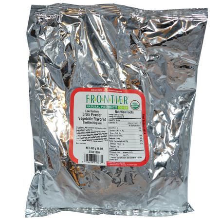 Frontier Natural Products, Organic Low Sodium Broth Powder, Vegetable Flavored, 16 oz (453 g):Bouillon, Broths